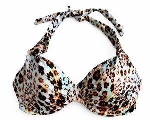 Victorias Secret Pastel Leopard Print Push Up Bikini Top 34D Halter Swim Womens